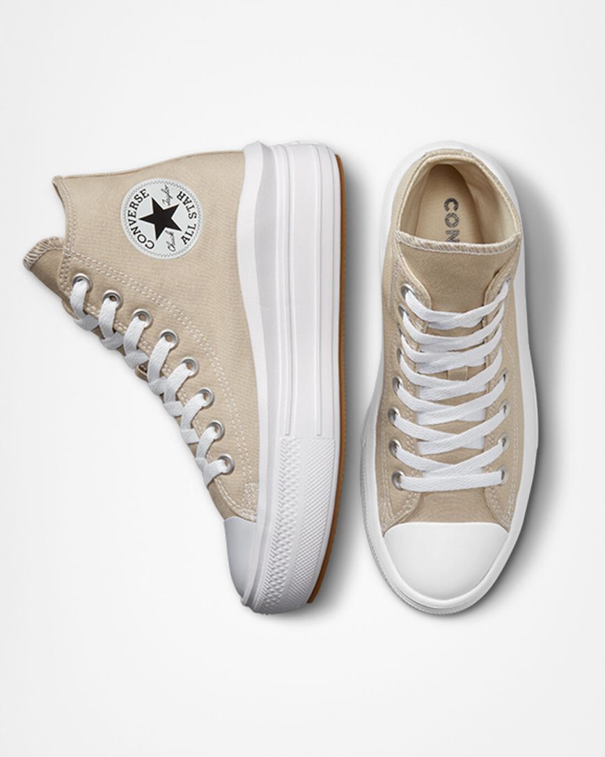Women's Converse Chuck Taylor All Star Move High Top Platform Shoes Grey / White / Grey | AU E9C64Z